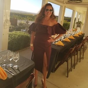 ASOS Off Shoulder Wine Dress